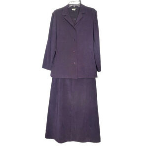 Harve Benard Vintage Skirt Suit Womens 8/10 Blue Pockets Suede Cloth Classic